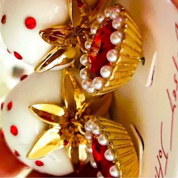 Betsey Johnson Red and White Strawberry Earrings - Picture 3 of 5